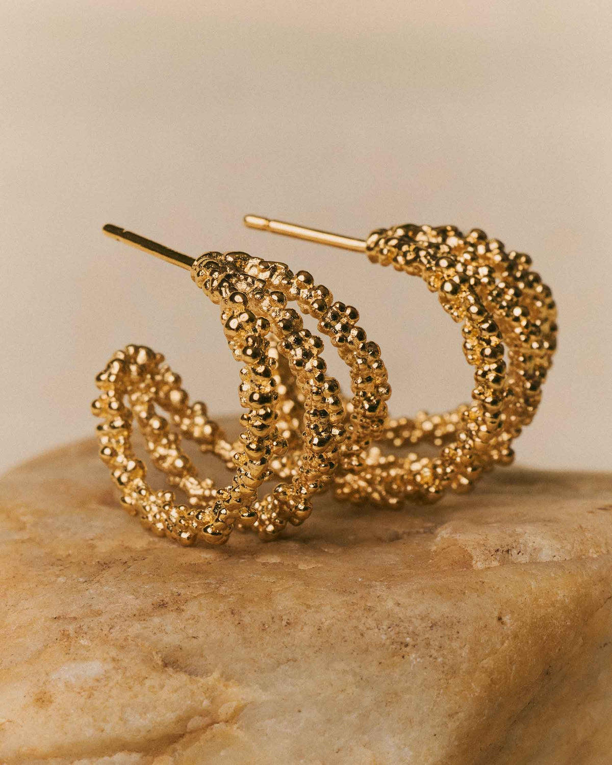 Triple Hoop Earrings Sand Dust