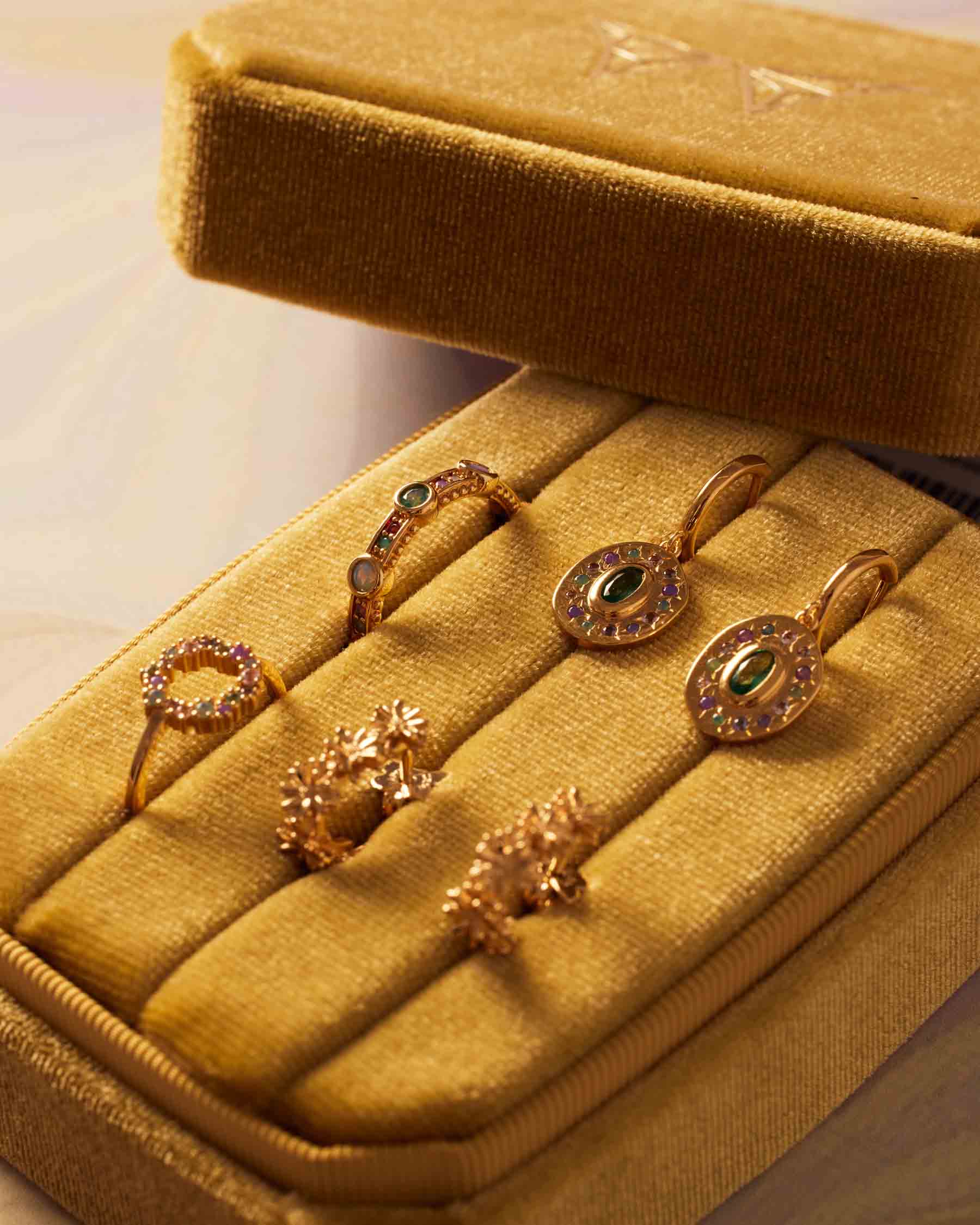 Velvet Mustard Jewelry Box 