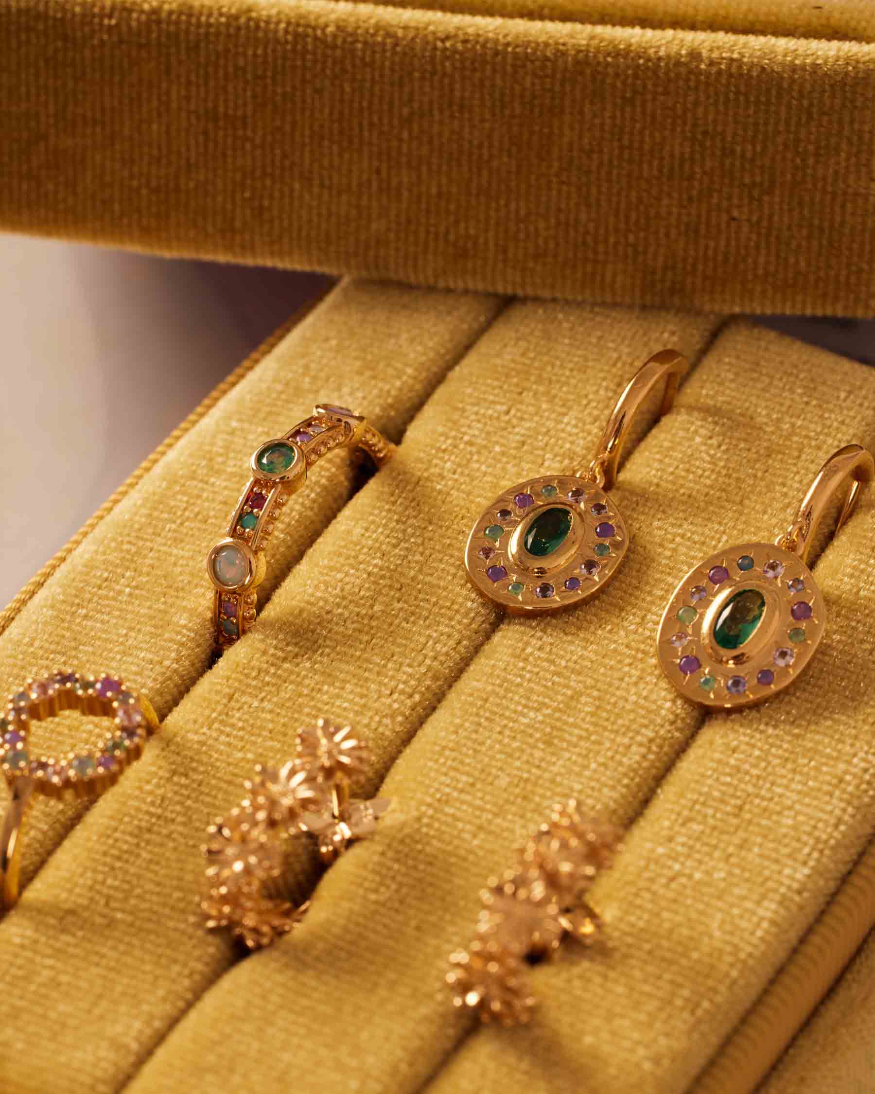 Velvet Mustard Jewelry Box 