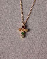 Forever Cross Necklace : 9k Solid Gold : Sapphire : Topaz