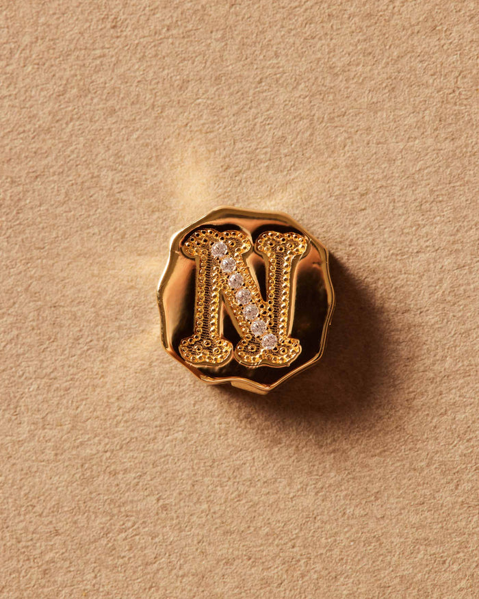 Charm Clip Bubble Vintage Letter N