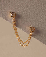 Baguette Chain Earrings Right : The Gray Box