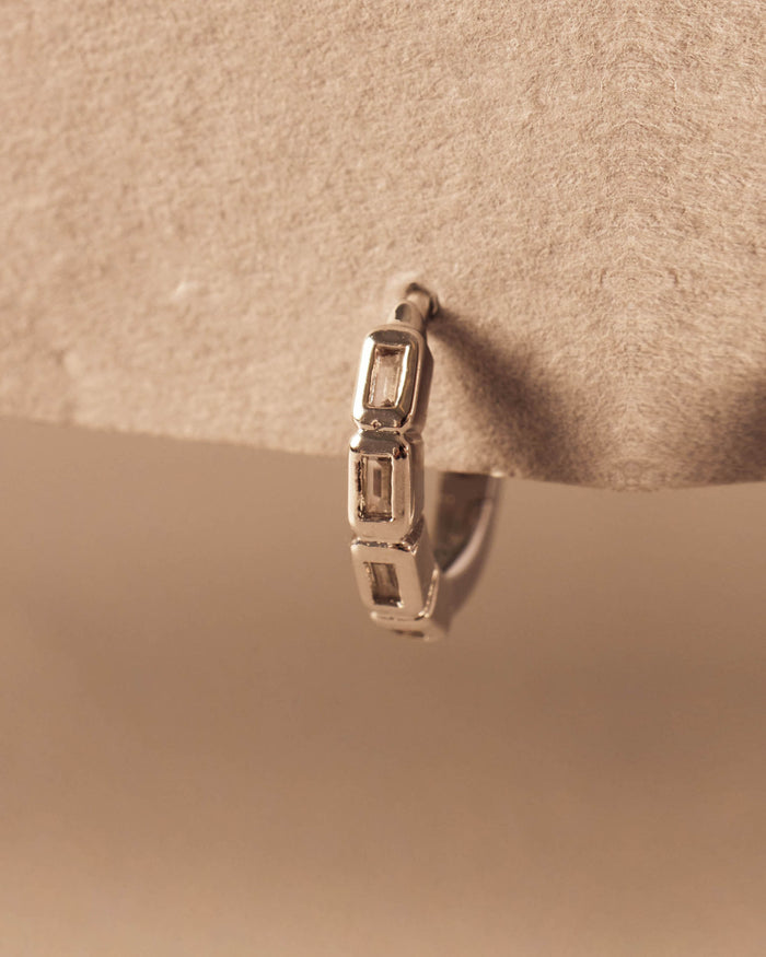 Multi Forever Hoop Earrings | Sterling Silver 925 | White Topaz