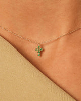 Cross Necklace : Solid Gold 9k : Emerald