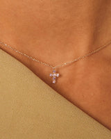 Cross Necklace : Solid Gold 9k : Pink Sapphire : Amethyst