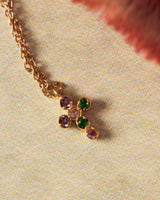 Cross Necklace : Solid Gold 9k : Pink Sapphire : Emerald : Amethyst