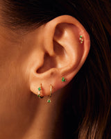 Trio Stud Forever Earrings : Solid Gold 9k : Emerald