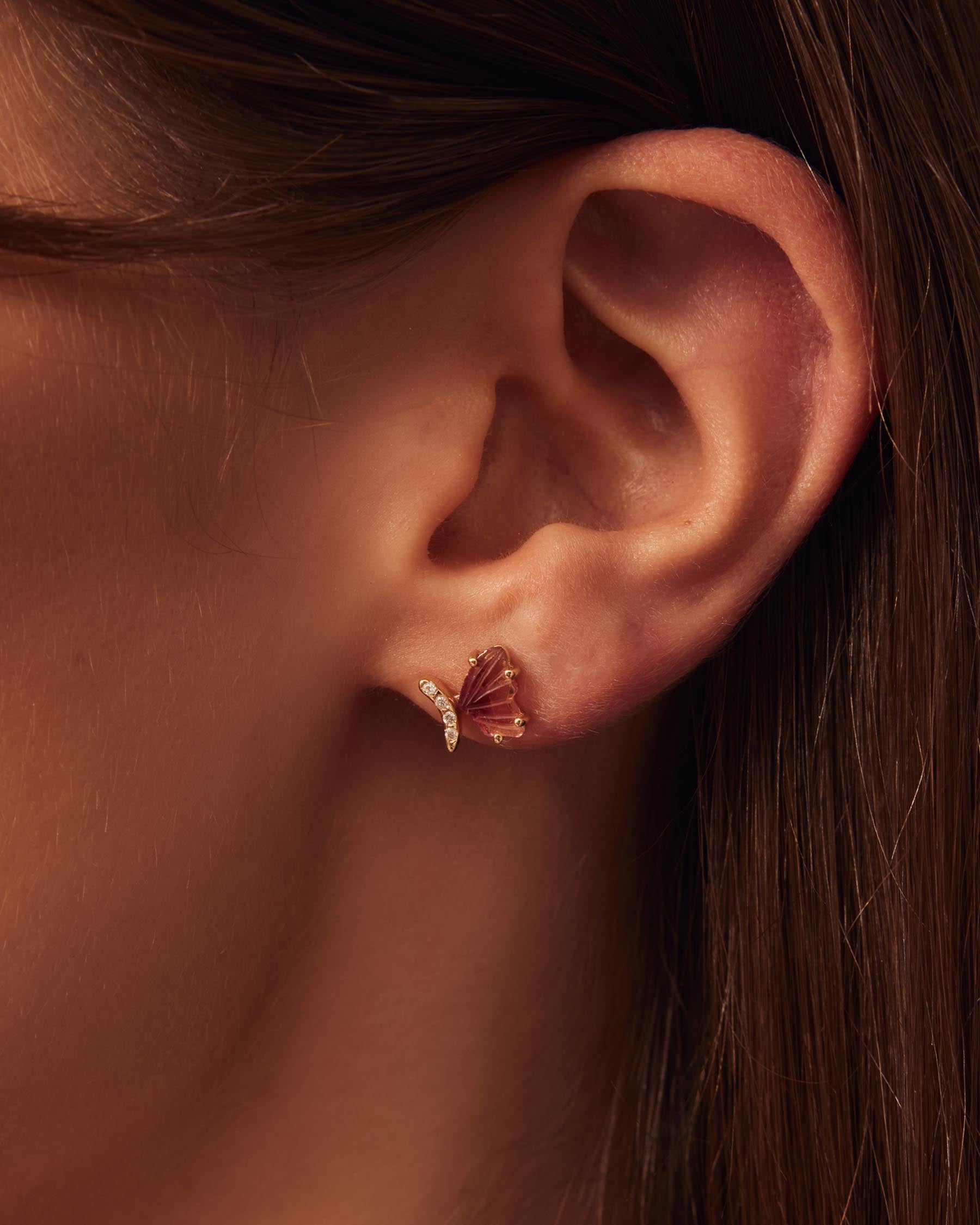 Schmetterlingsohrringe mit Diamanten und mehrfarbigen Turmalinen