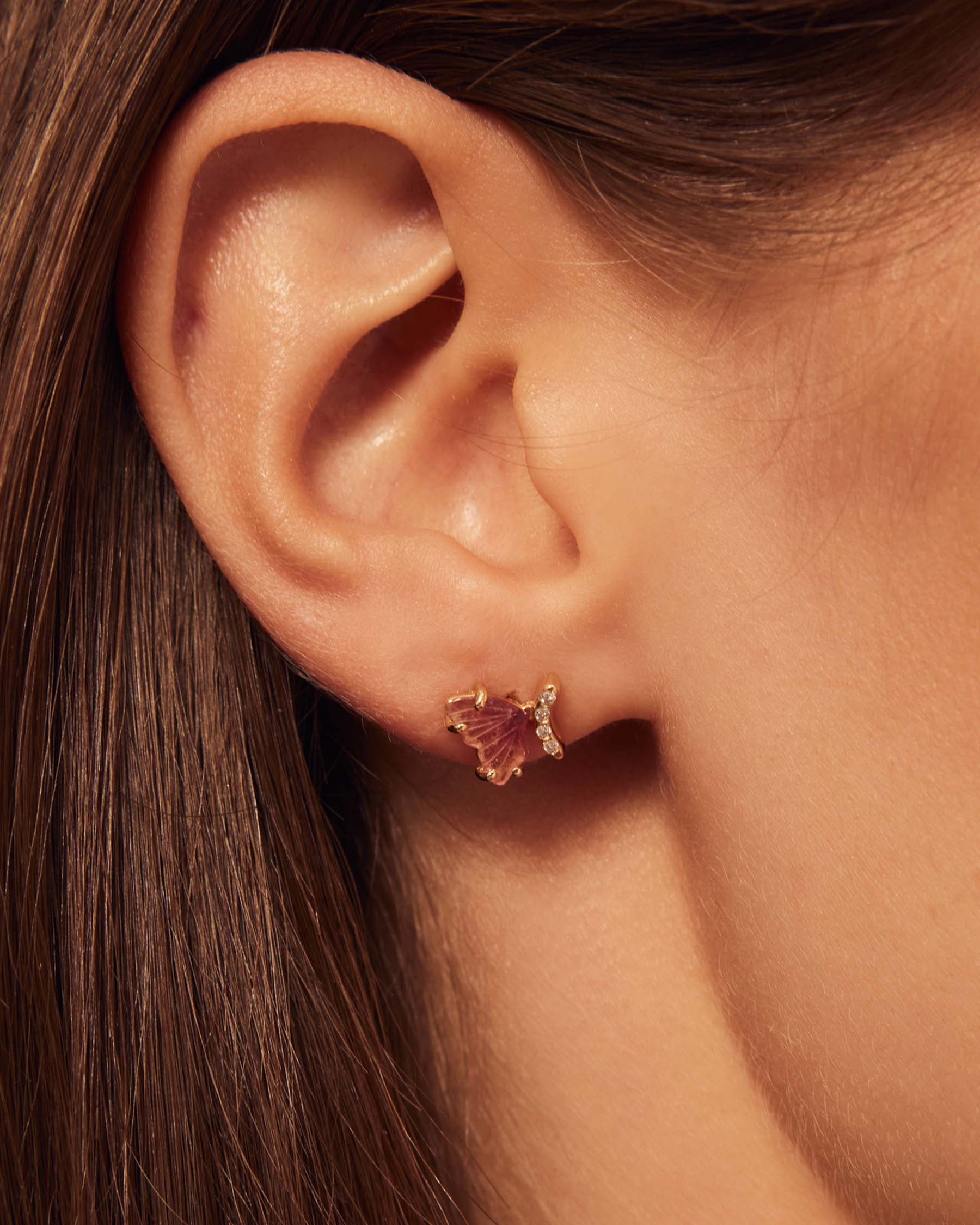 Schmetterlingsohrringe mit Diamanten und mehrfarbigen Turmalinen