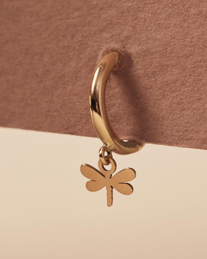Forever Dragonfly Hoop Earrings | 18K Solid Gold |