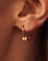 Forever Butterfly Hoop Earrings : 18K Solid Gold :...