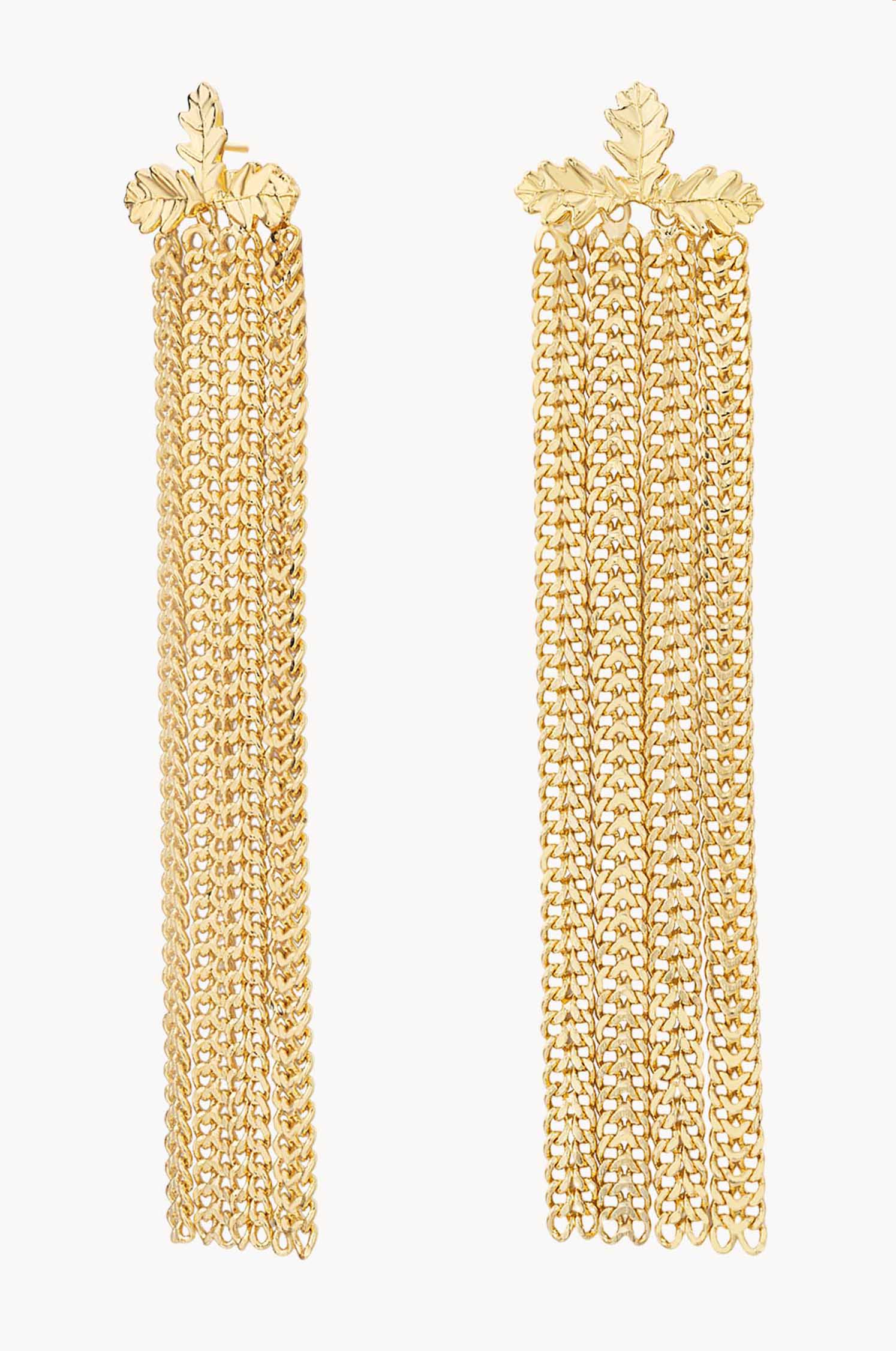 Long chain earrings into the woods