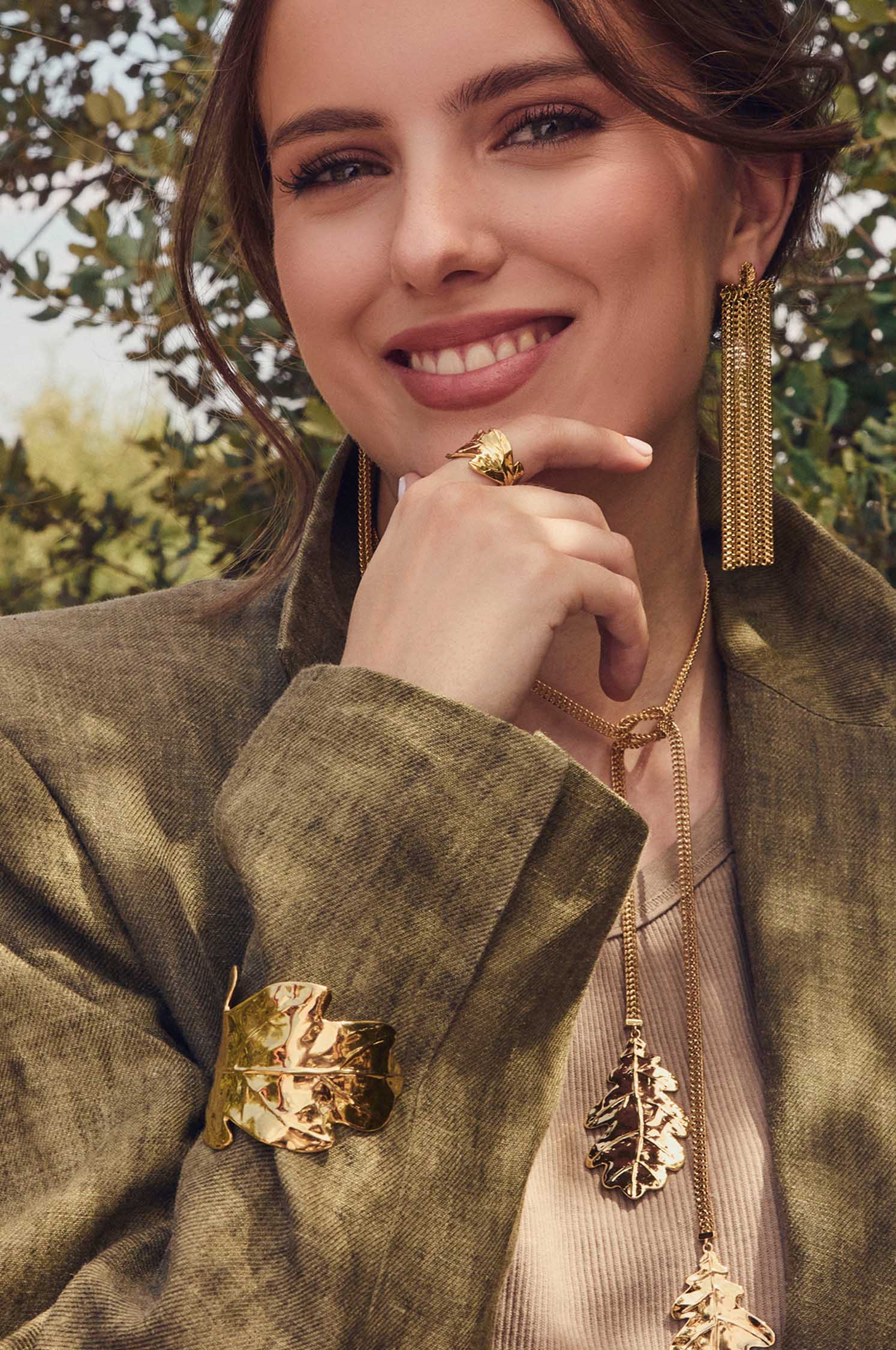Long chain earrings into the woods
