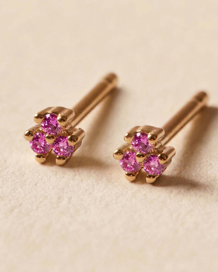 Pendientes Mini Triple Sparkle Rosa