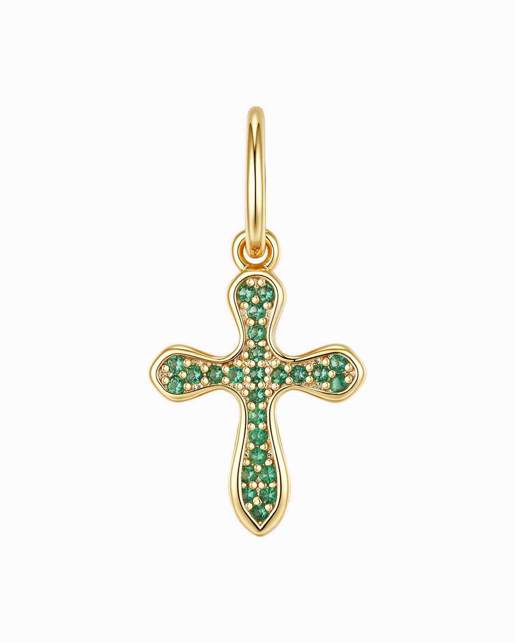 Sparkle Green Cross Charm