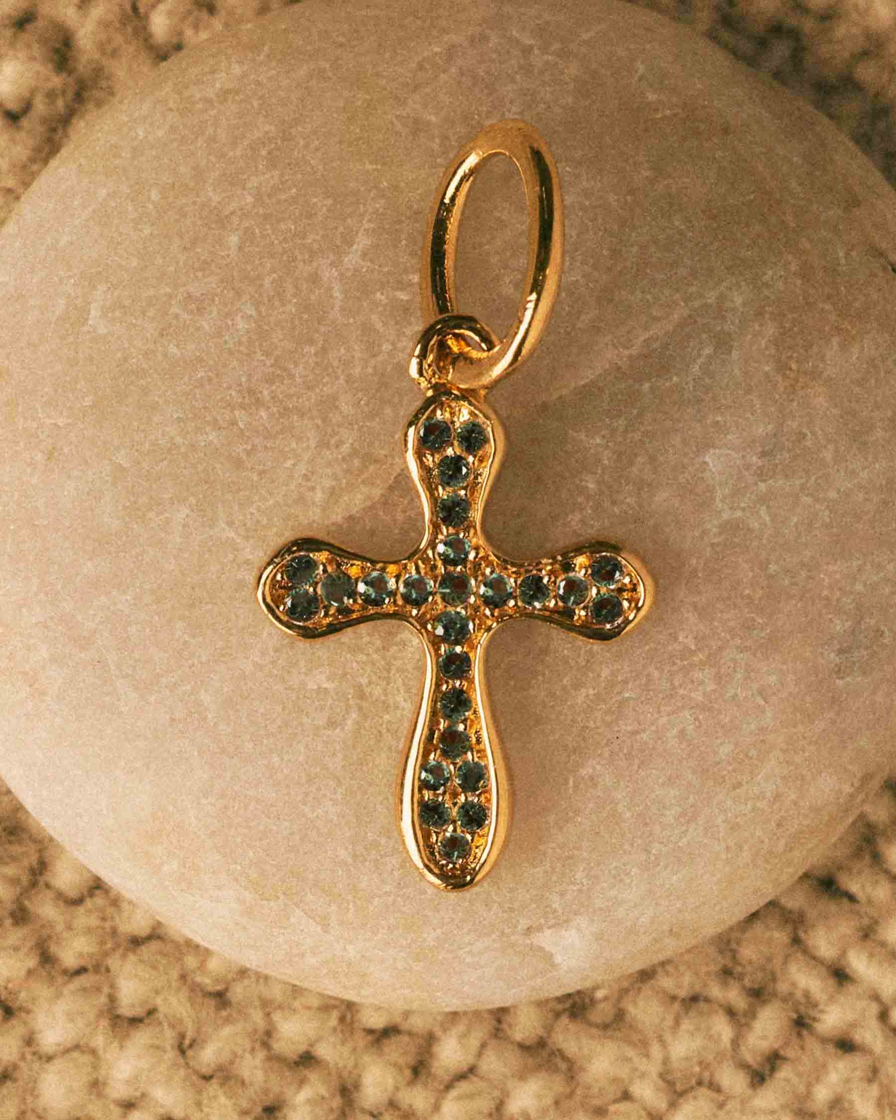 Sparkle Green Cross Charm