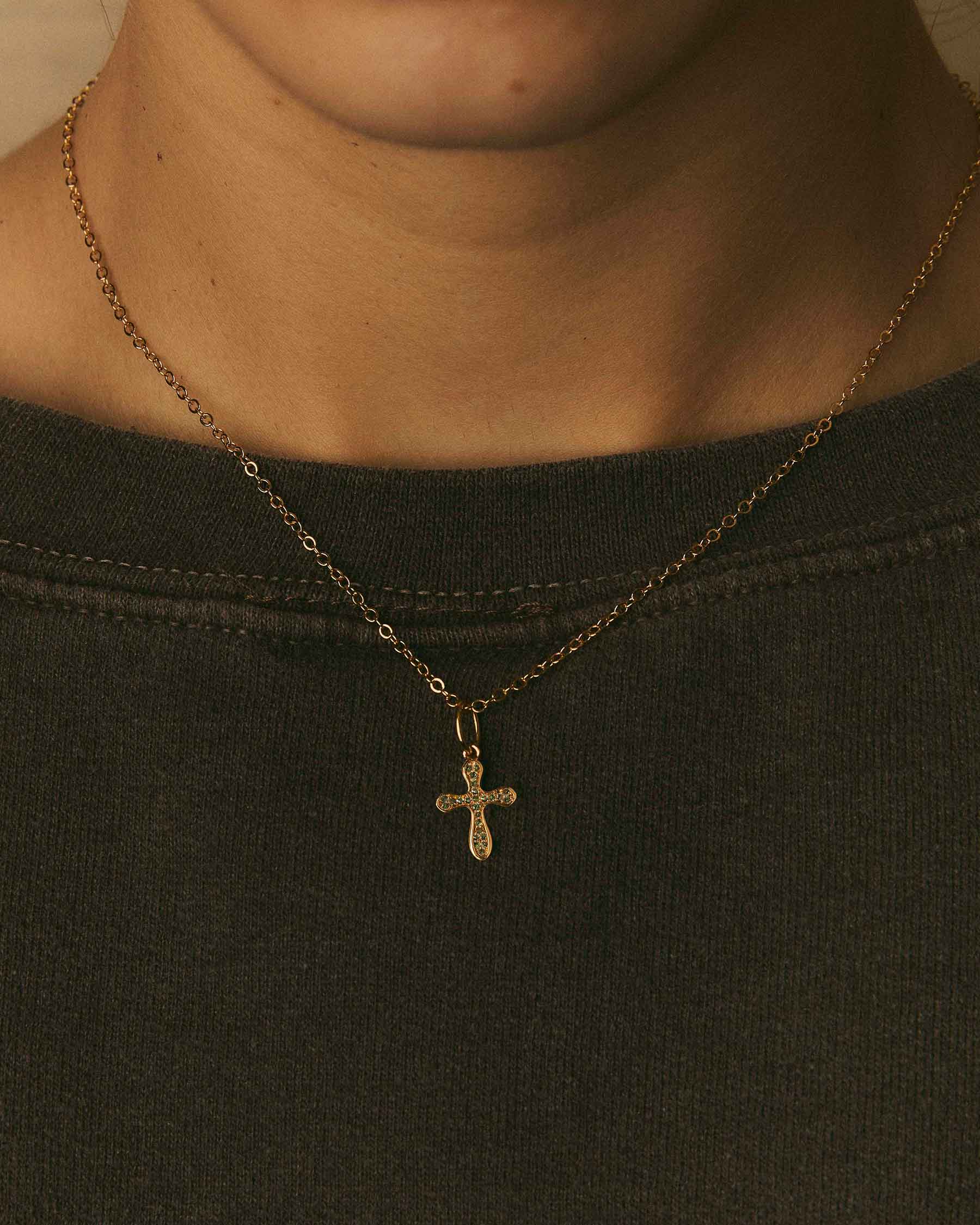 Sparkle Green Cross Charm