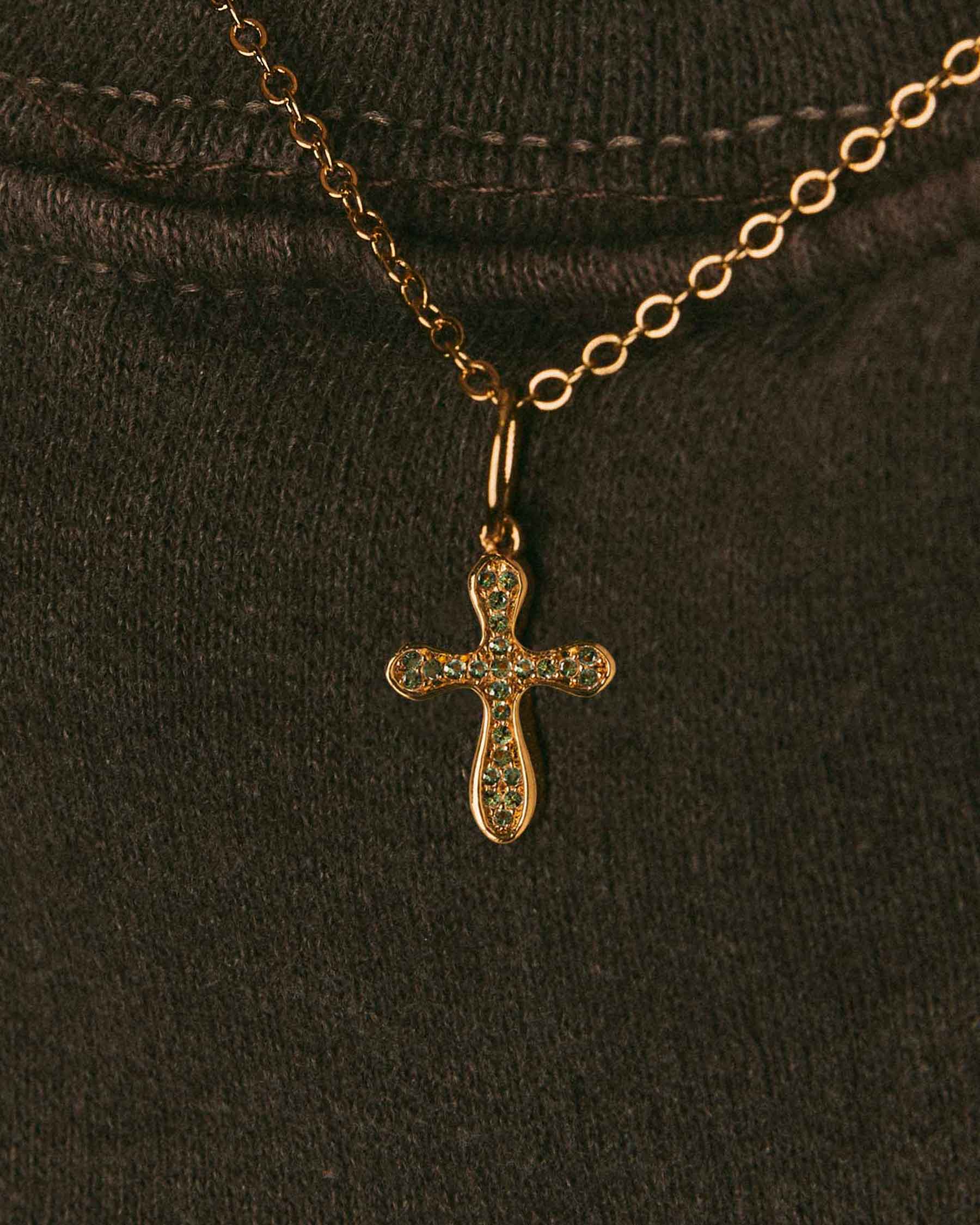 Sparkle Green Cross Charm