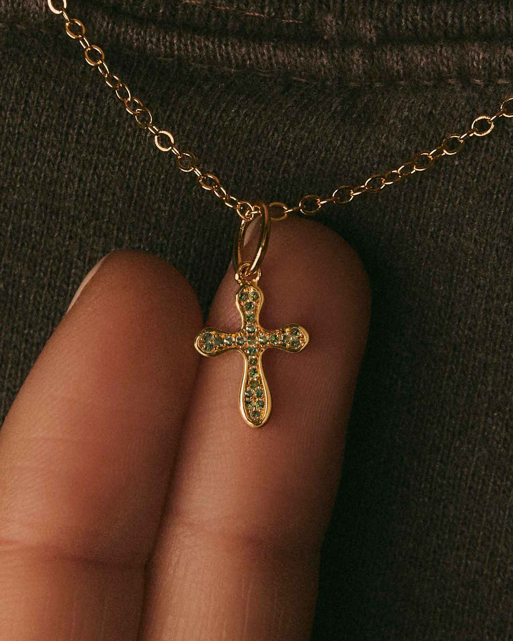 Sparkle Green Cross Charm