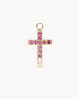 Charm Cross Solid Gold 18K Forever : Diamonds : Sapphire : Ruby