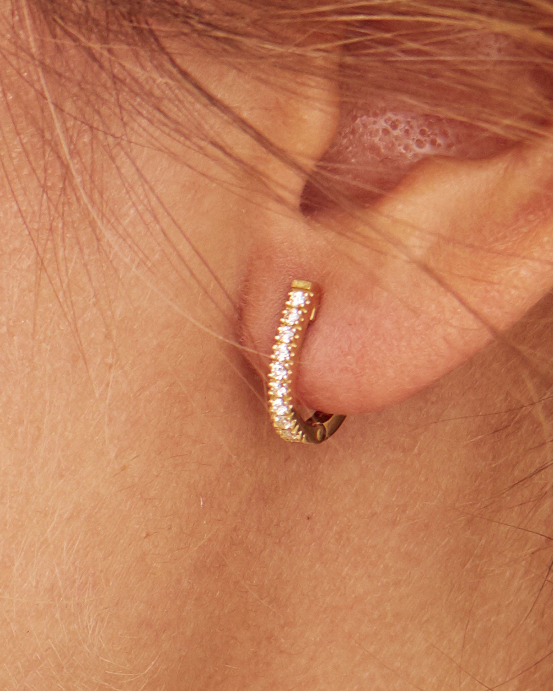 18K Forever Solid Gold 18K Diamond Hoop Earrings