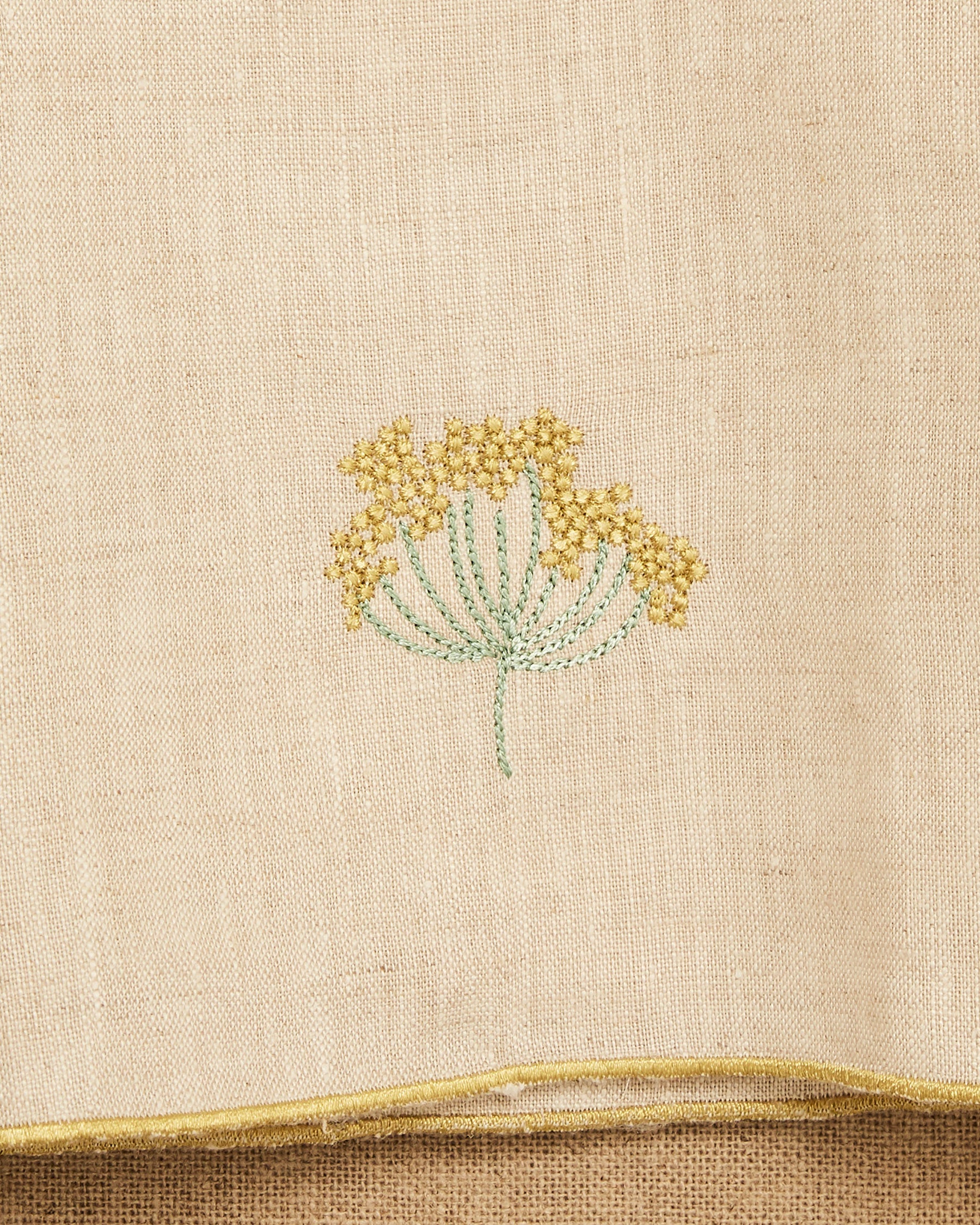Hand Embroidered Yellow Flower Napkin
