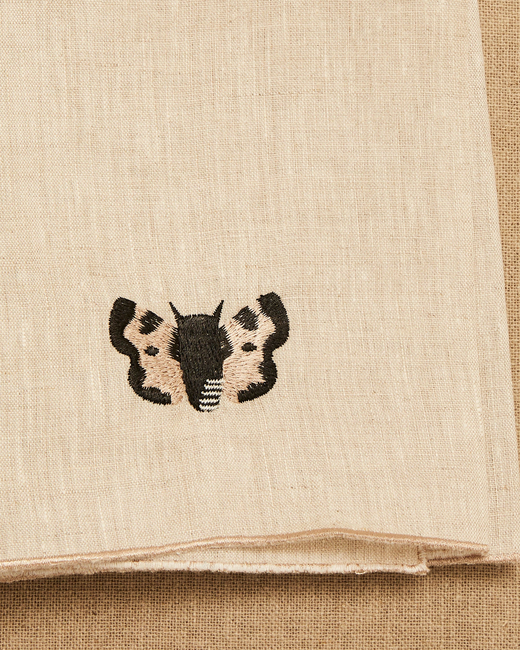 Hand Embroidered Marble Butterfly Napkin 