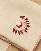 Hand Embroidered Pink Flower Napkin