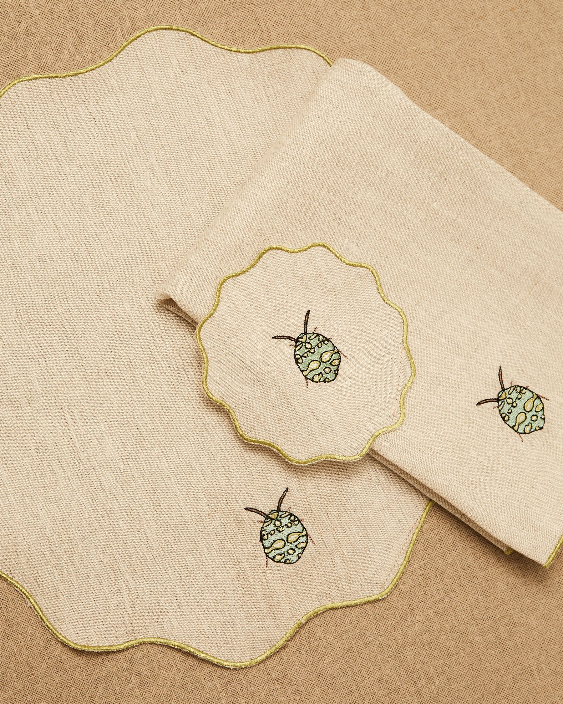 Scarabee Hand Embroidered Placemat : The Gray Box