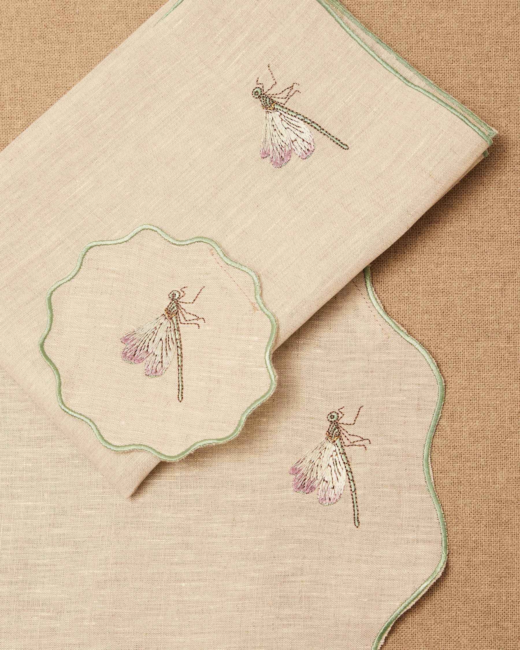 Hand Embroidered Dragonfly Coaster | The Gray Box