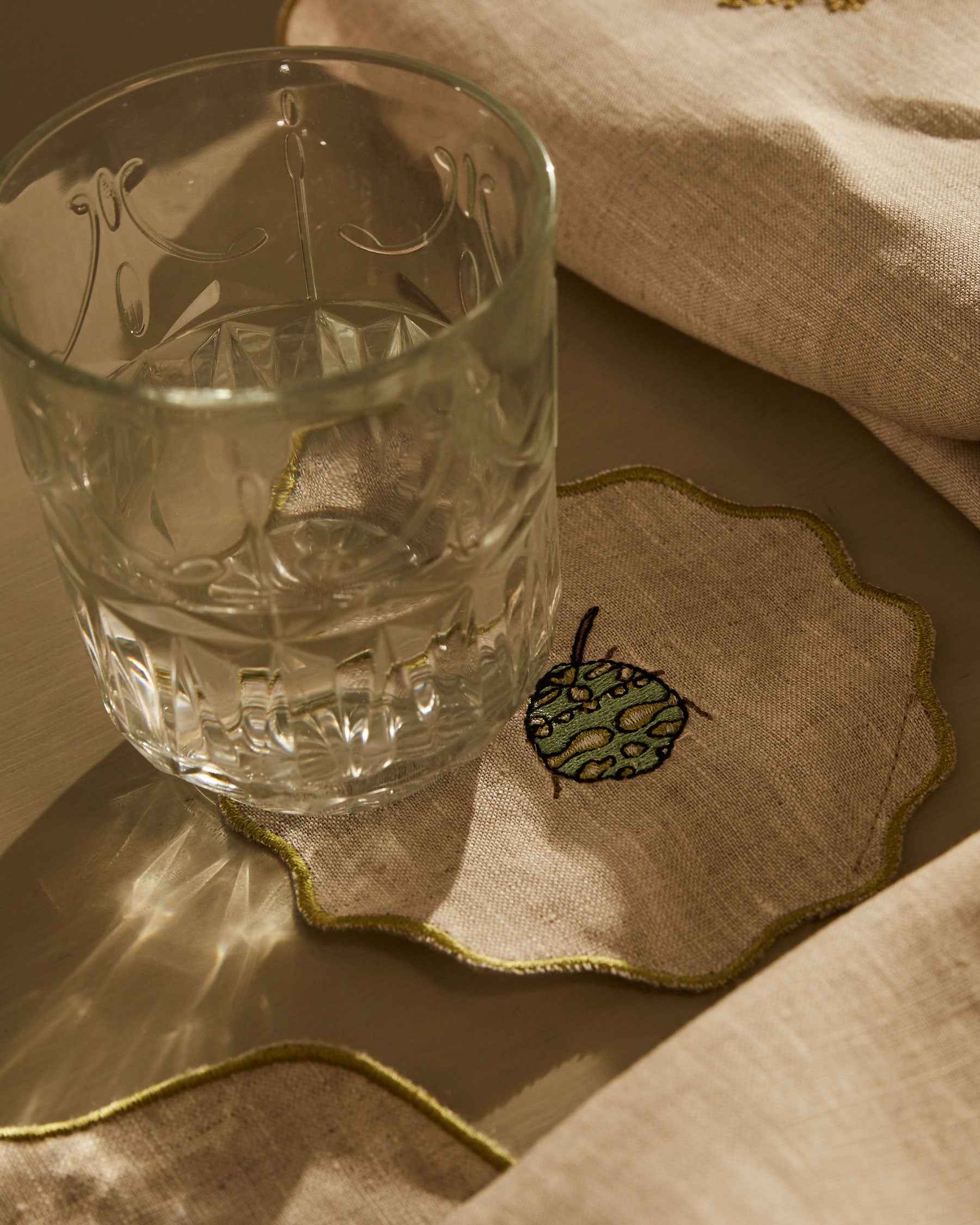 Scarabee Hand Embroidered Coasters | The Gray Box