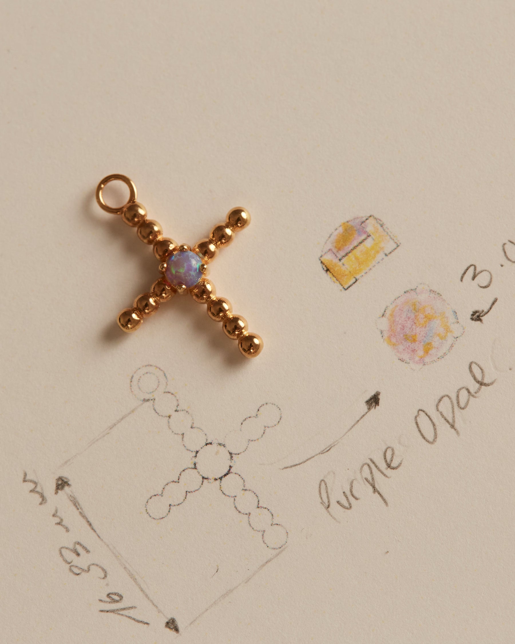 Charm Croix Opale