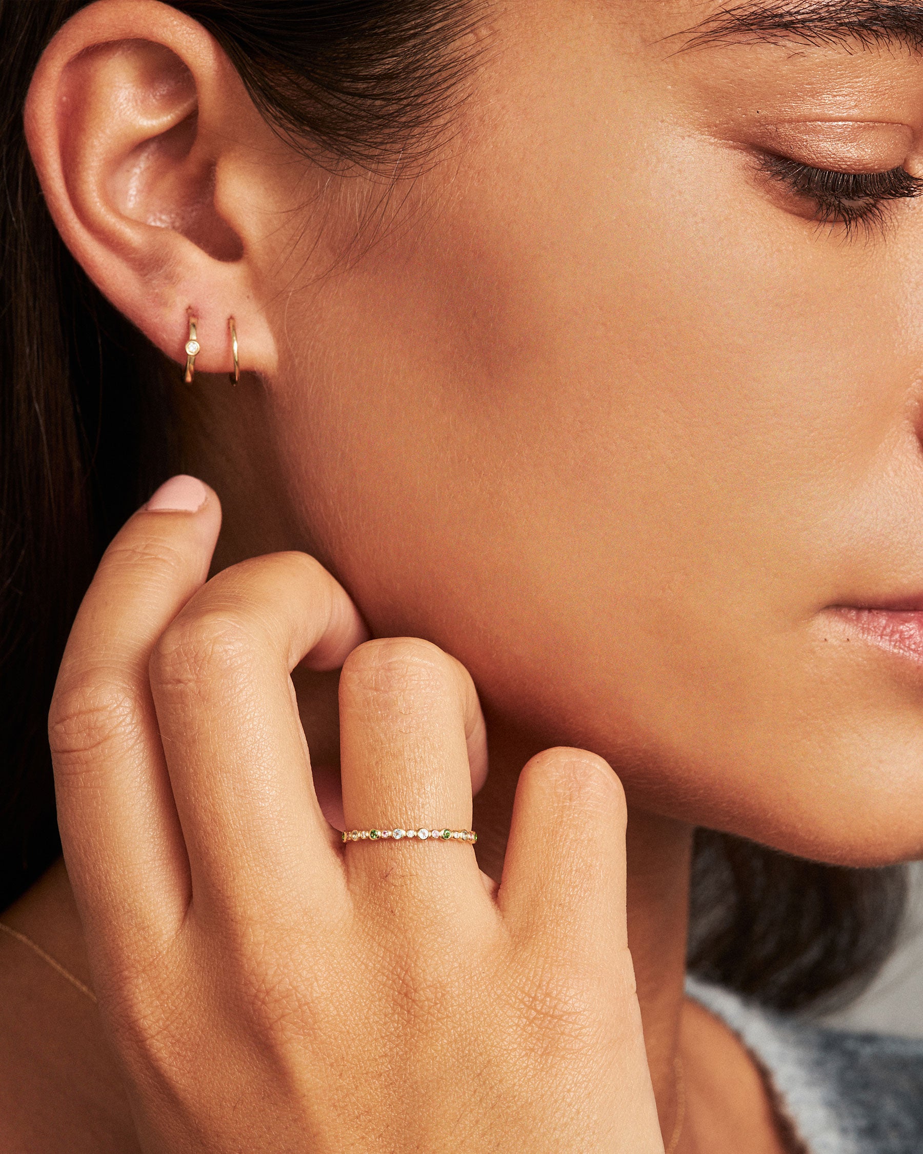 9K Solid Gold Forever Mini Hoop Earring | Diamond