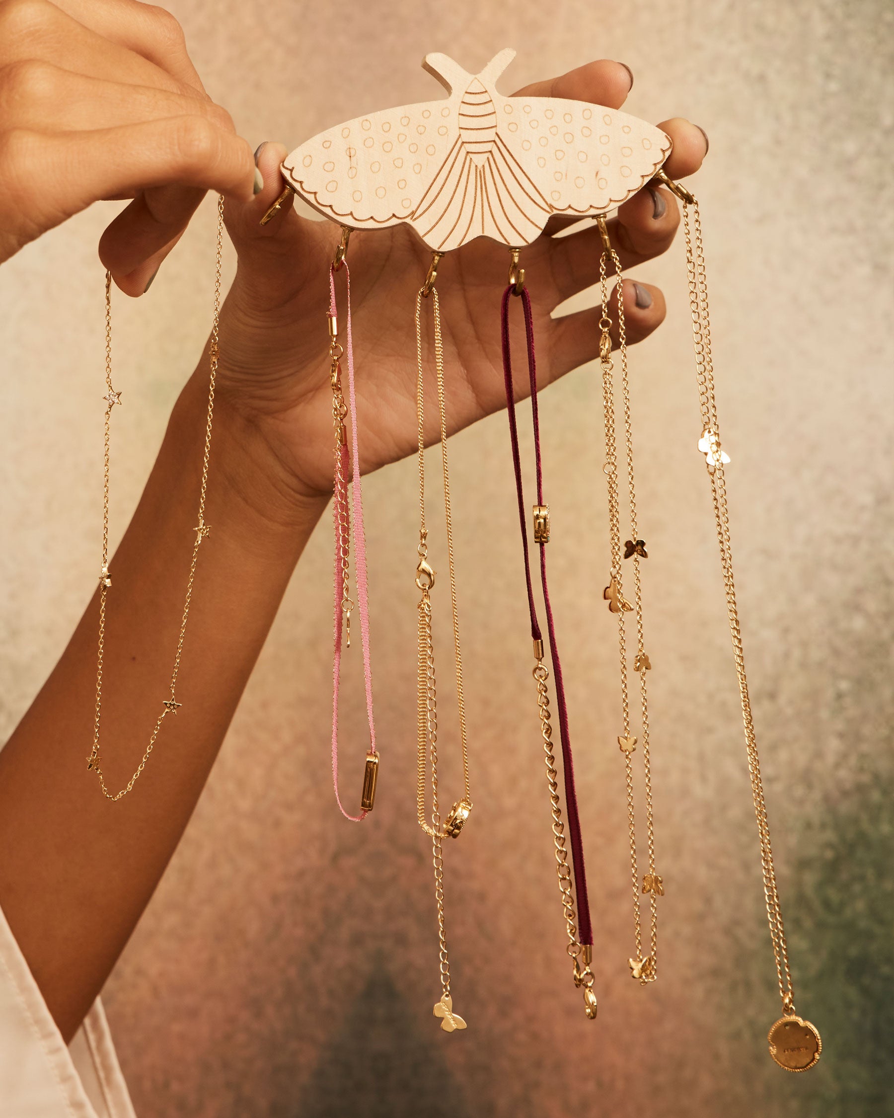 Butterfly-shaped wooden jewelry box
